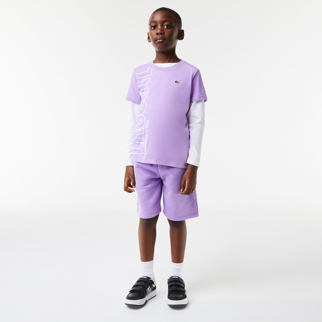 تيشيرت لاكوست قطن جيرسيه بطبعة كبيرة لشعار الماركة للأطفال تيشيرت لاكوست قطن جيرسيه بطبعة كبيرة لشعار الماركة للأطفال