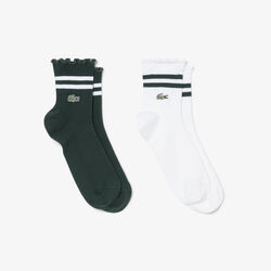 lacoste 2 pack frilled socks