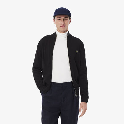 Zipped High Neck Cotton Sweater