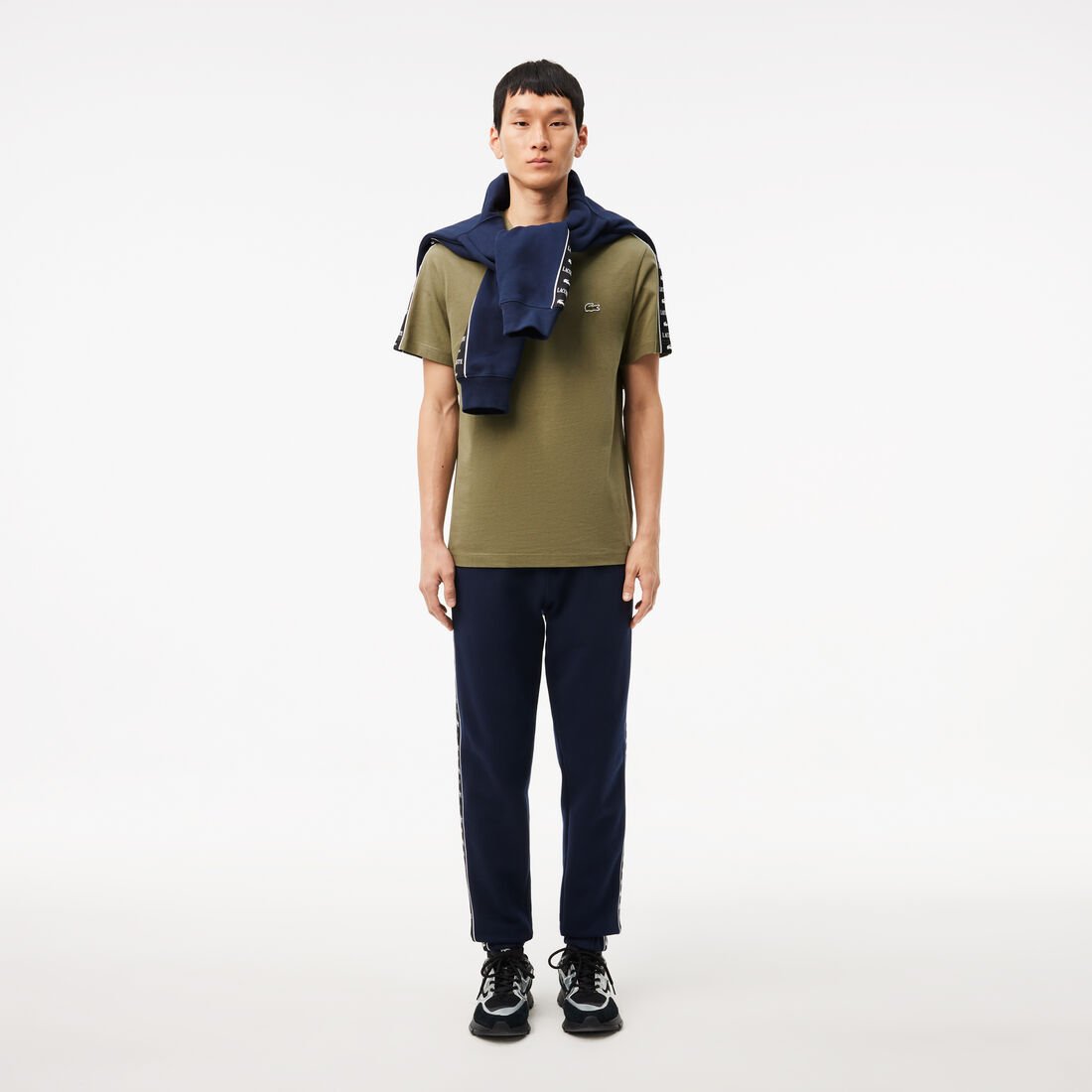 تي شيرت قطن جيرسي مخطط بشعار الماركة تي شيرت قطن جيرسي مخطط بشعار الماركة