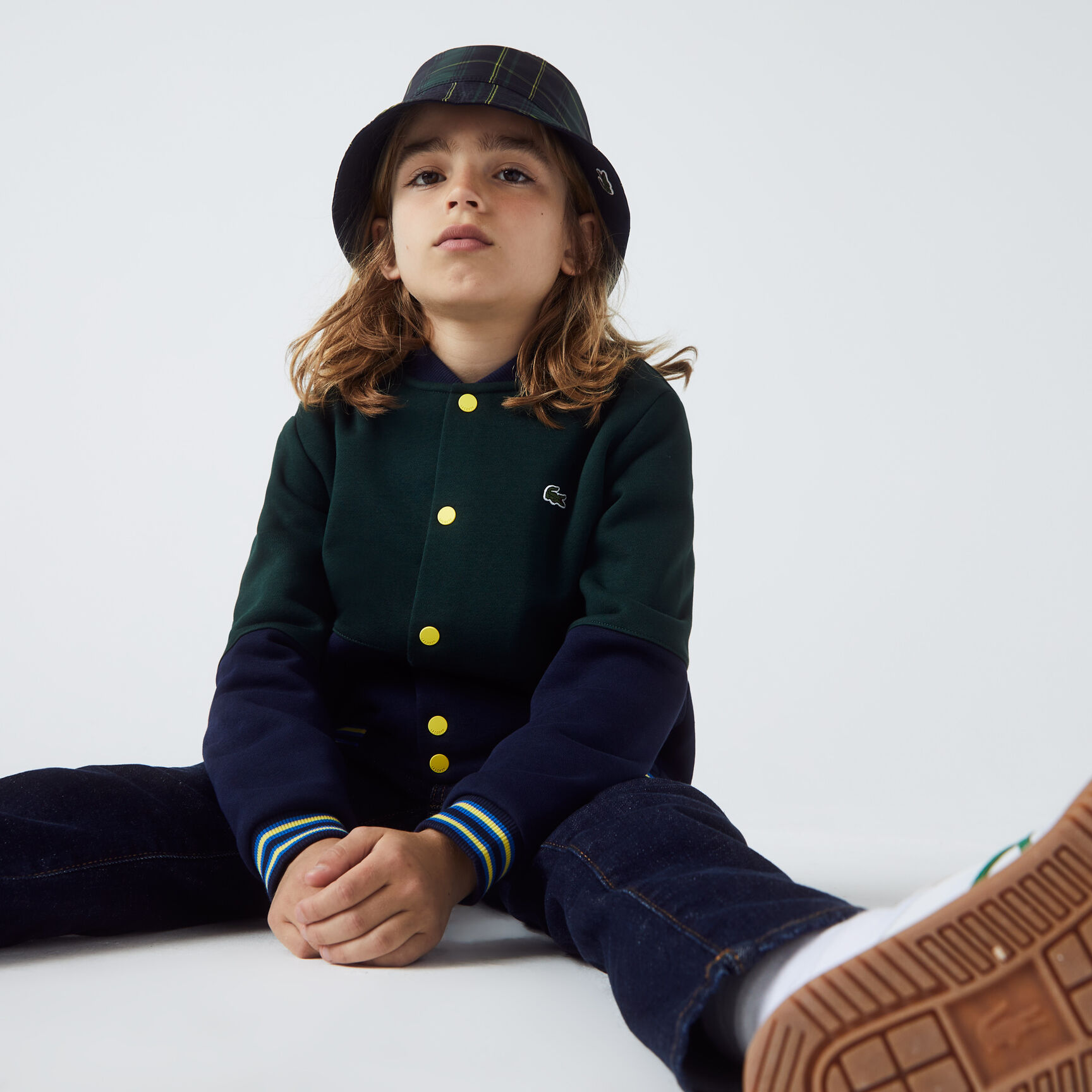 Boys' Lacoste Striped Organic Cotton Varsity Jacket