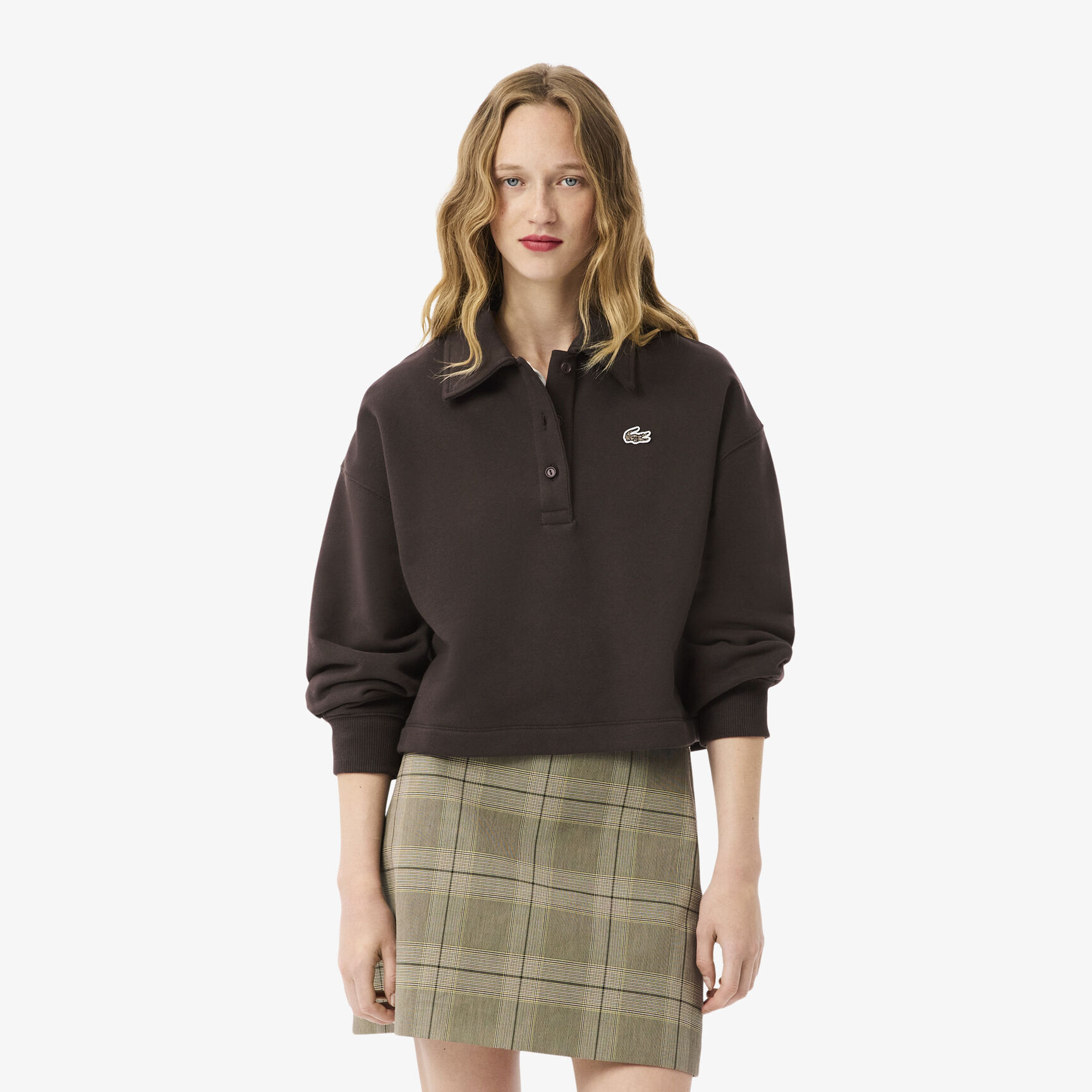 Oversized Fleece Polo Collar Sweatshirt