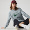 lacoste women s crew neck vintage print lightweight cotton fleece sweatshirt