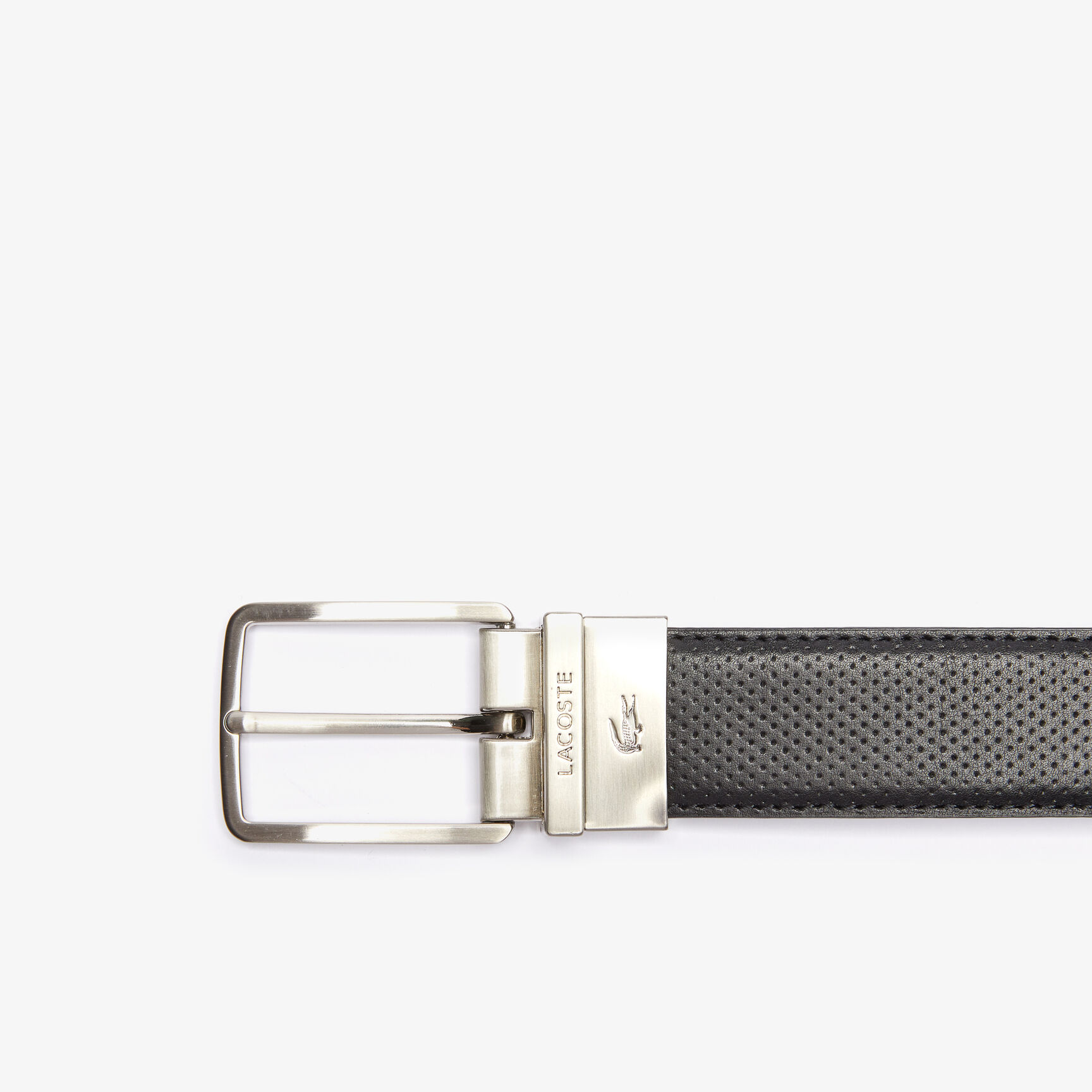 Men's Lacoste Engraved Buckle Reversible Piqu&eacute; Leather Belt