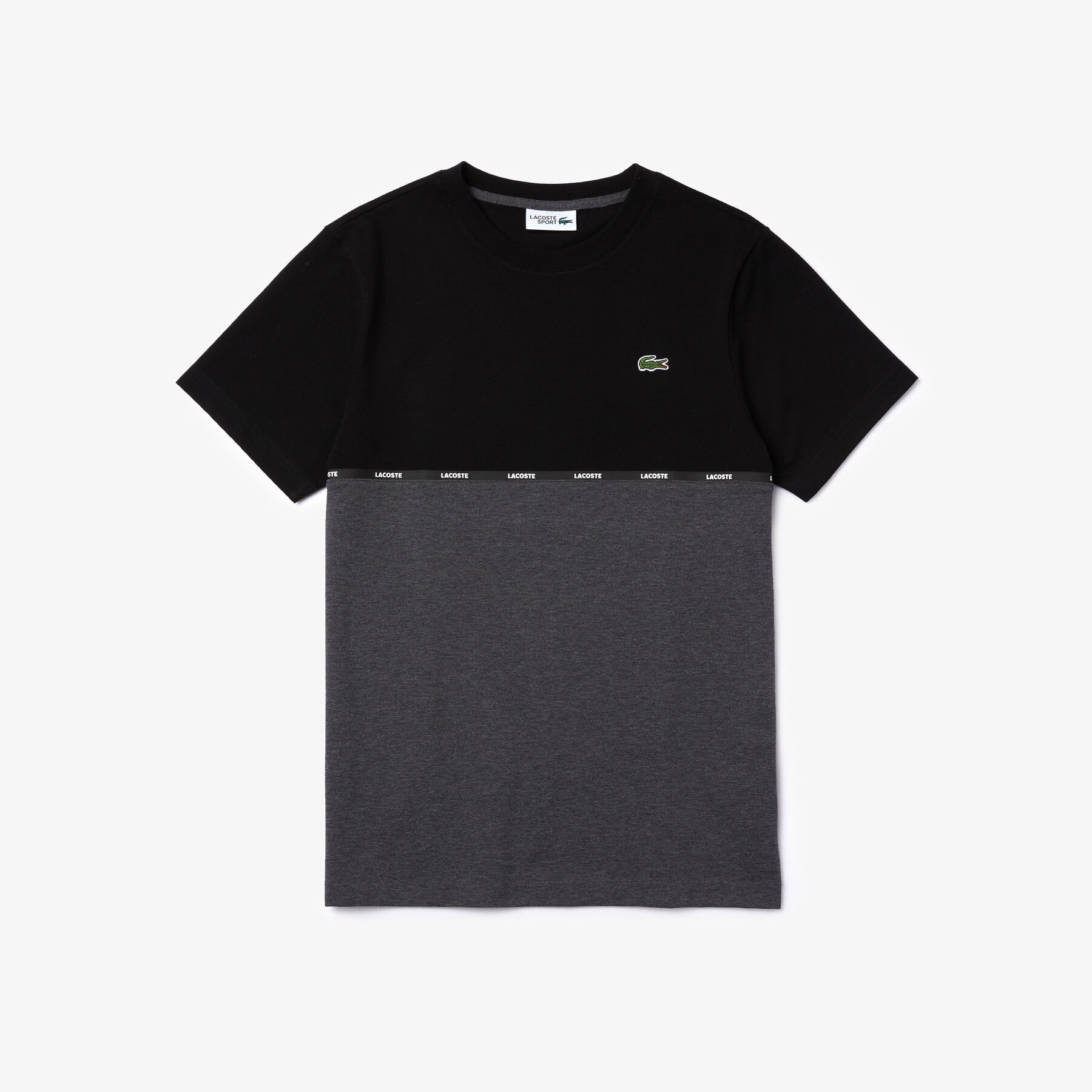 men s lacoste sport crew neck lightweight bicolour cotton t shirt