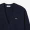 lacoste v neck moss stitch cotton cardigan