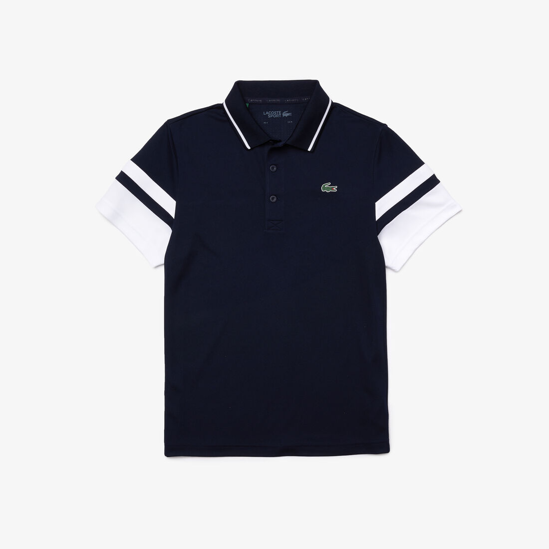 Men’s Lacoste SPORT Striped Sleeves Breathable Piqué Tennis Polo Shirt Men’s Lacoste SPORT Striped Sleeves Breathable Piqué Tennis Polo Shirt