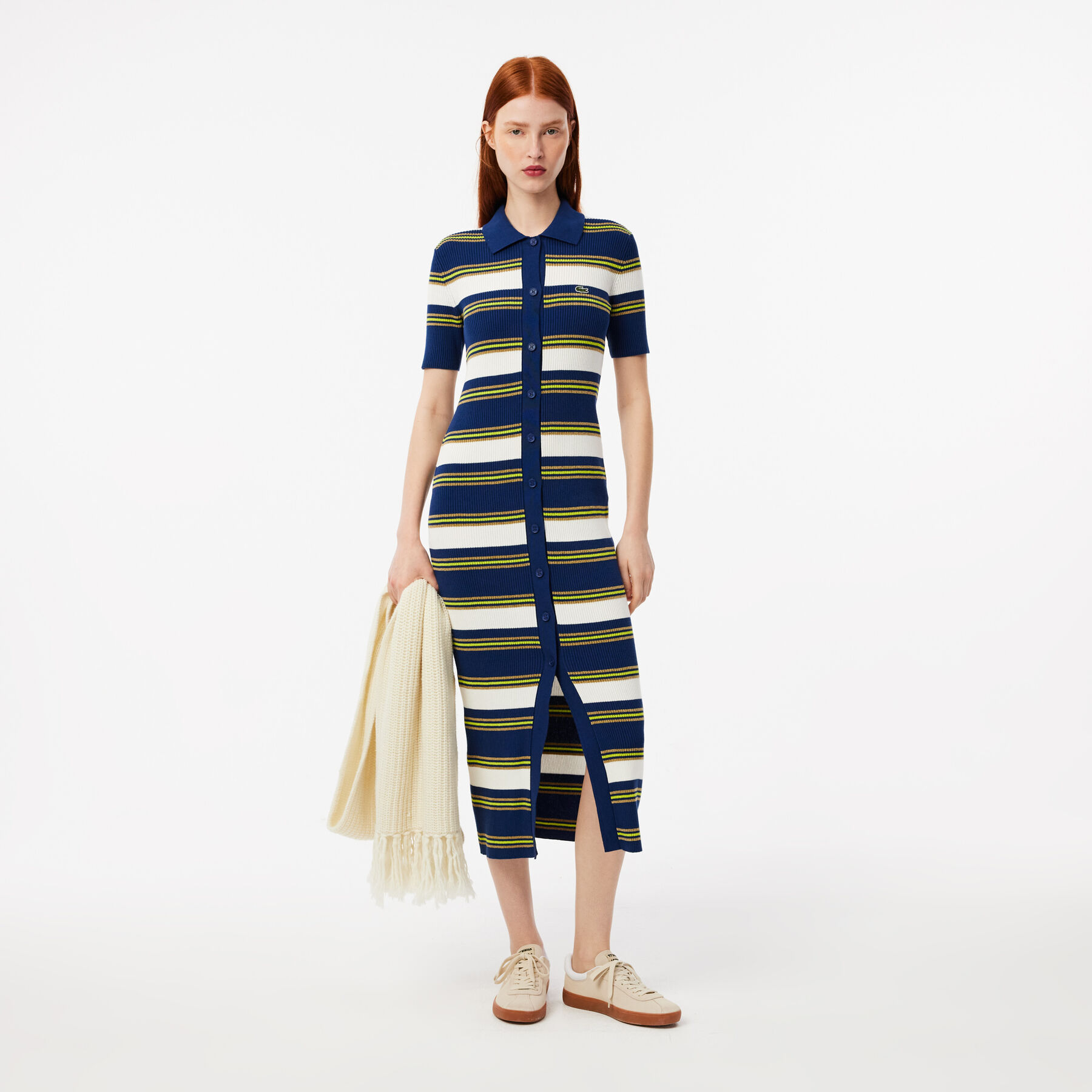 Rib Knit Striped Shirt Dress lacoste rib knit striped shirt dress