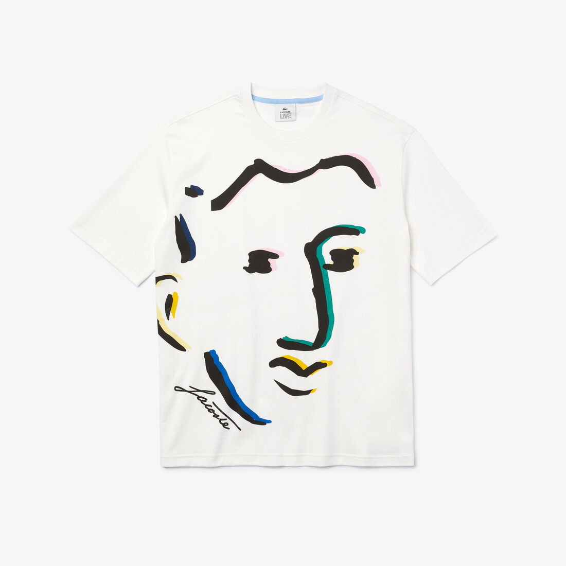 Unisex Lacoste LIVE Face Print Cotton T-shirt Unisex Lacoste LIVE Face Print Cotton T-shirt