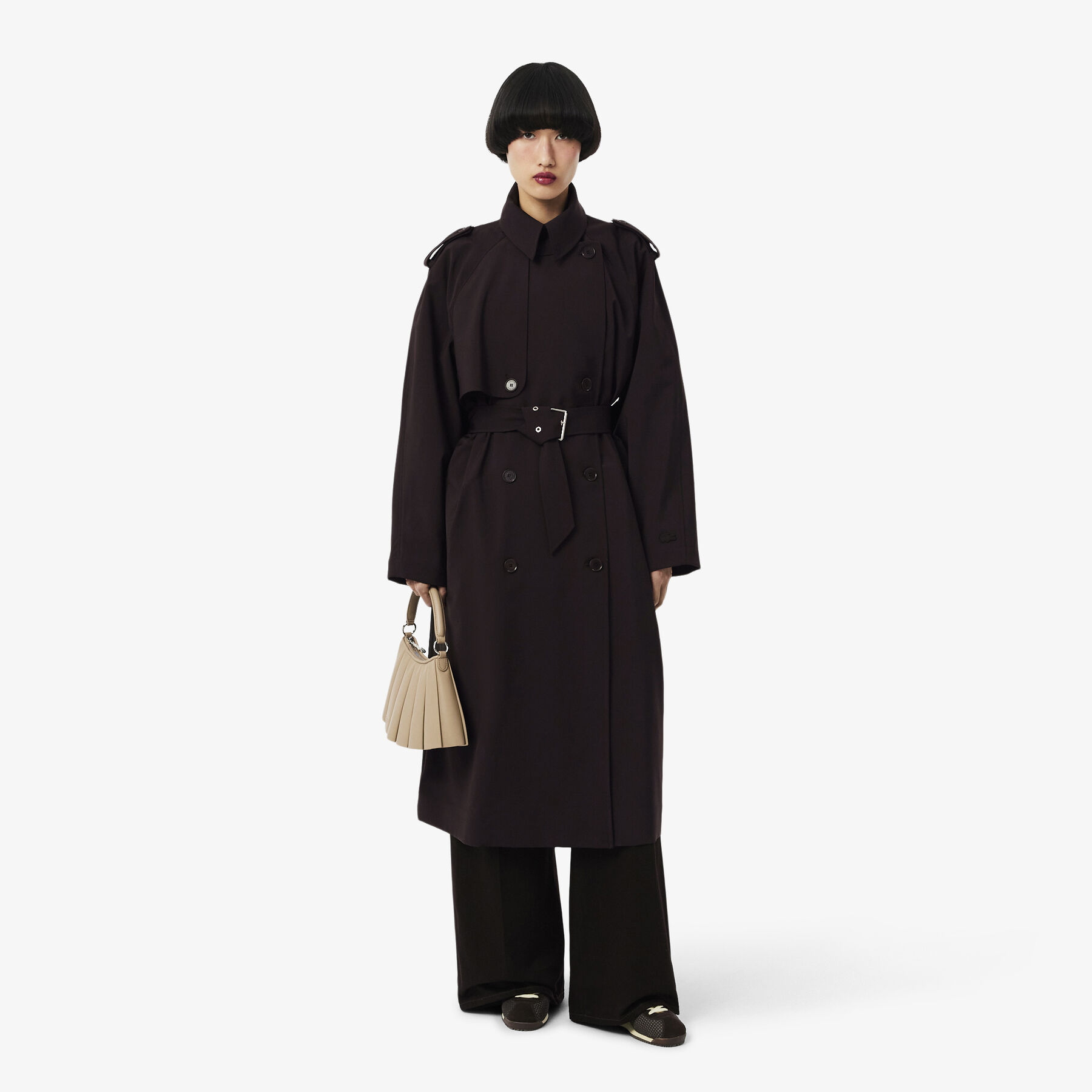 lacoste oversized wool blend trench coat