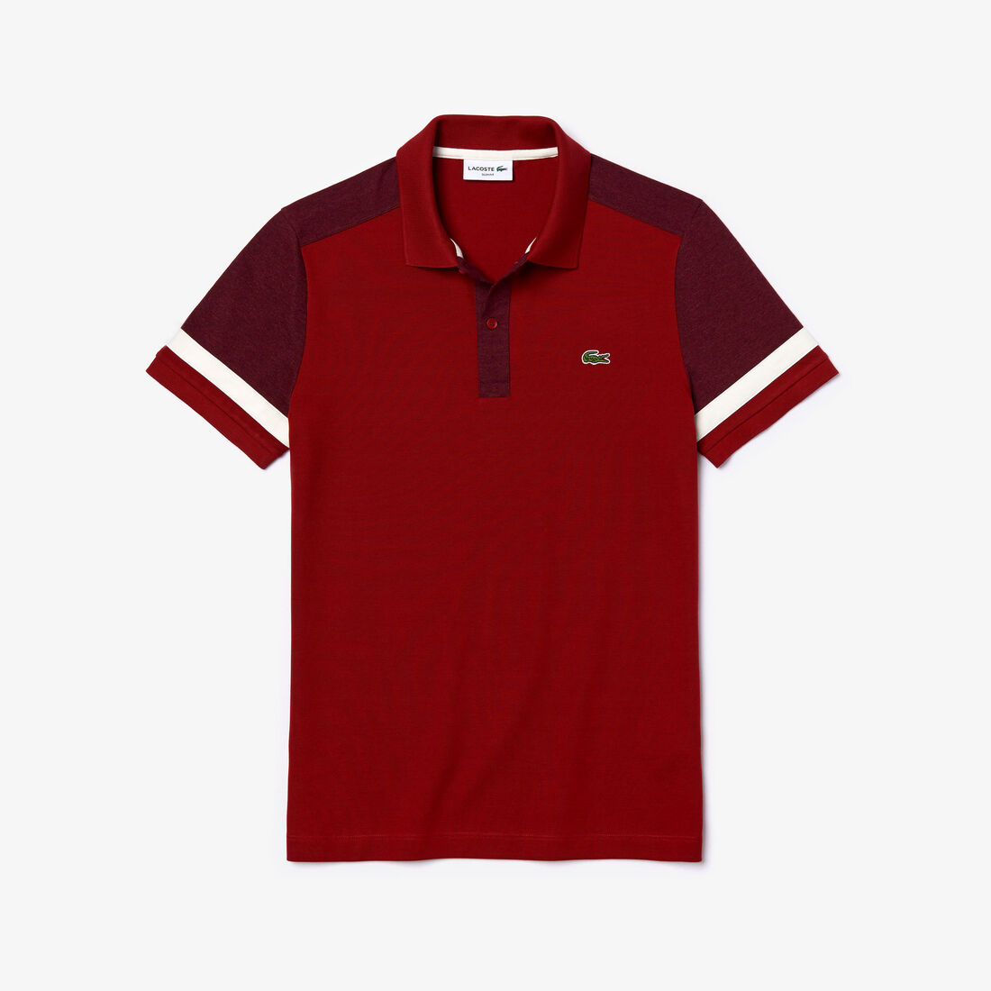 قميص بولو للرجال من قطن بيكيه المرن، ذو قصة ضيقة من Lacoste