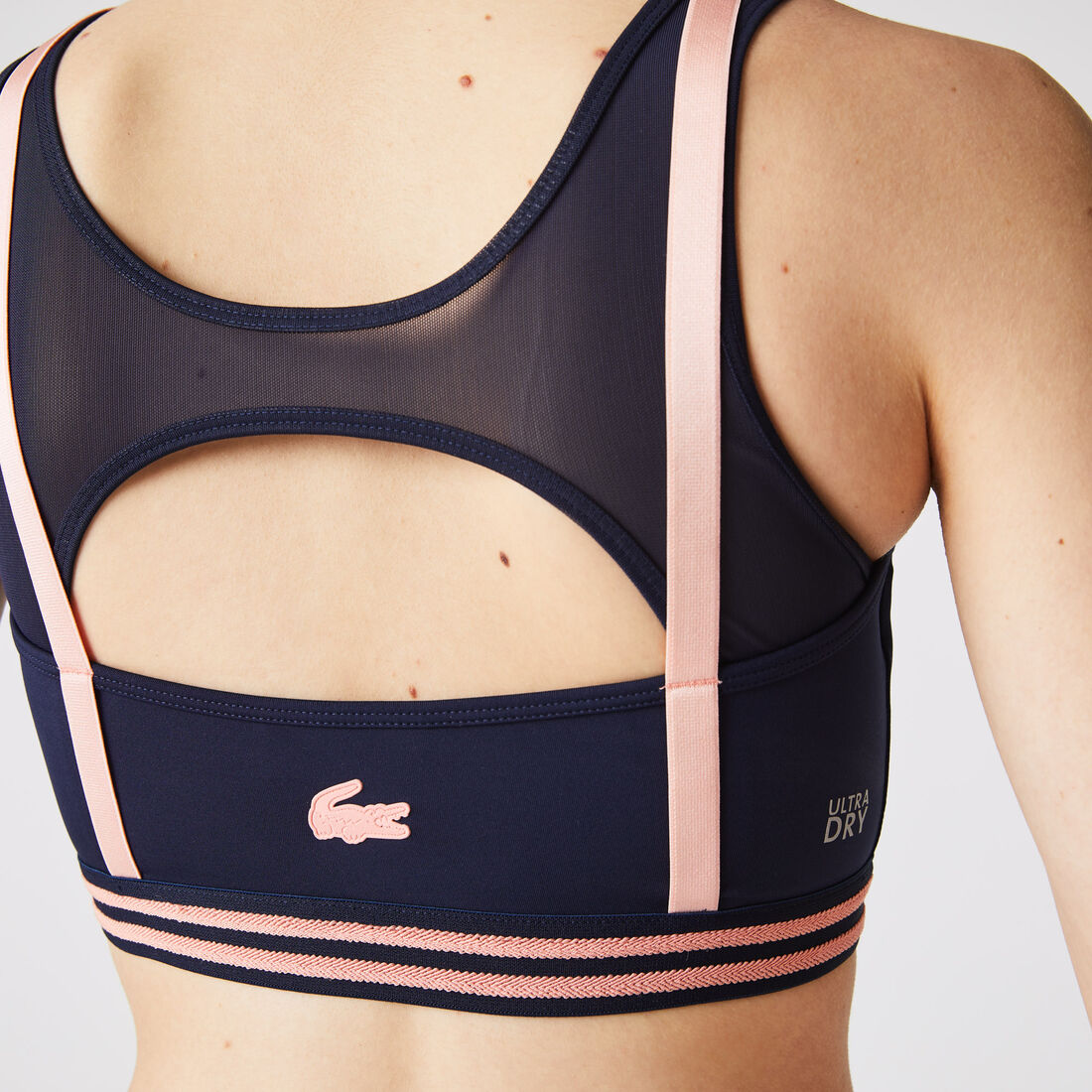 Women's Lacoste SPORT Contrast Accents And Cut-Outs Sports Bra Women's Lacoste SPORT Contrast Accents And Cut-Outs Sports Bra