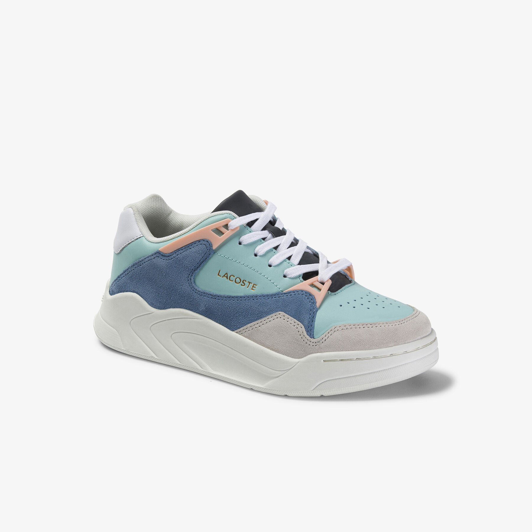 lacoste women s court slam leather and suede sneakers