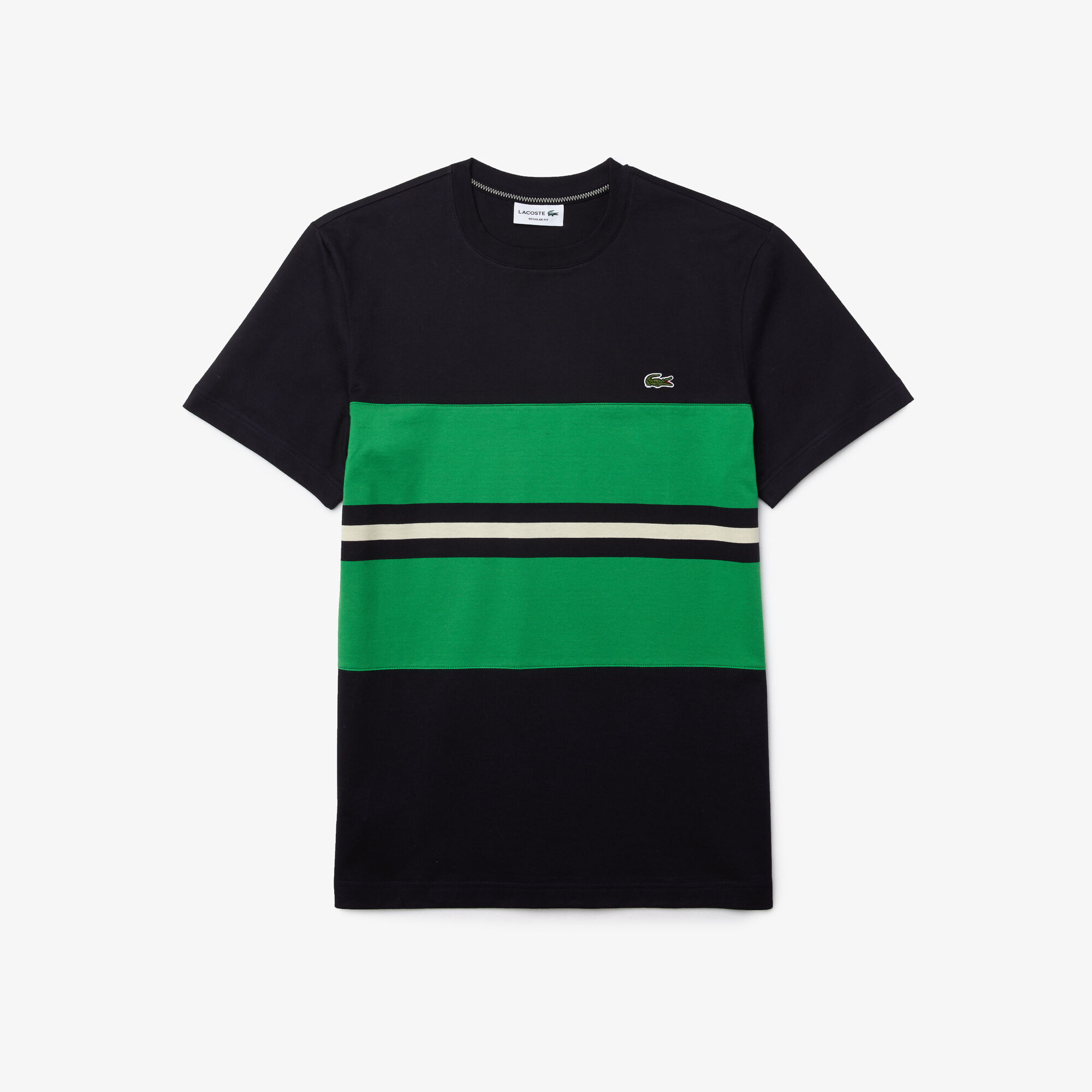 Men’s Crew Neck Colorblock Striped Cotton T-shirt