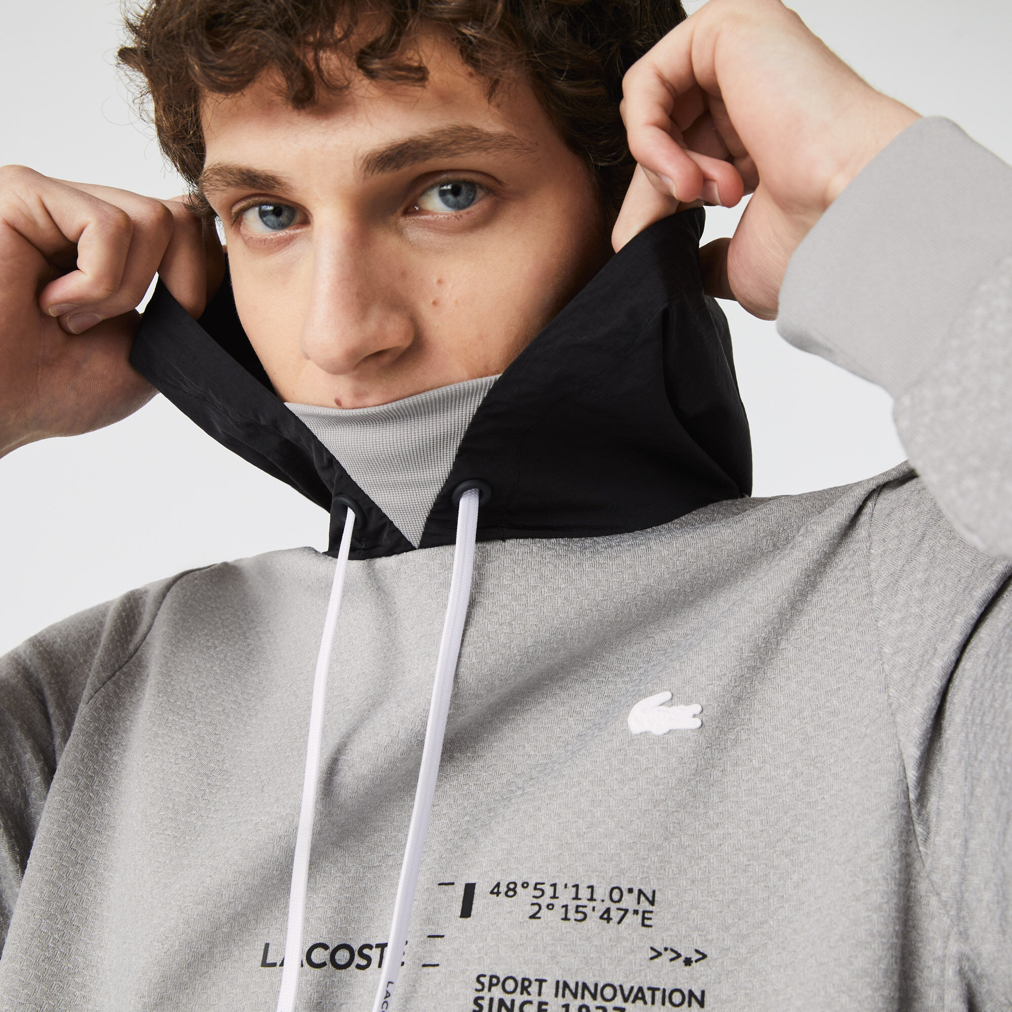 Buy Men s Lacoste SPORT Nylon Contrast Hood Pullover Jacket Lacoste QA
