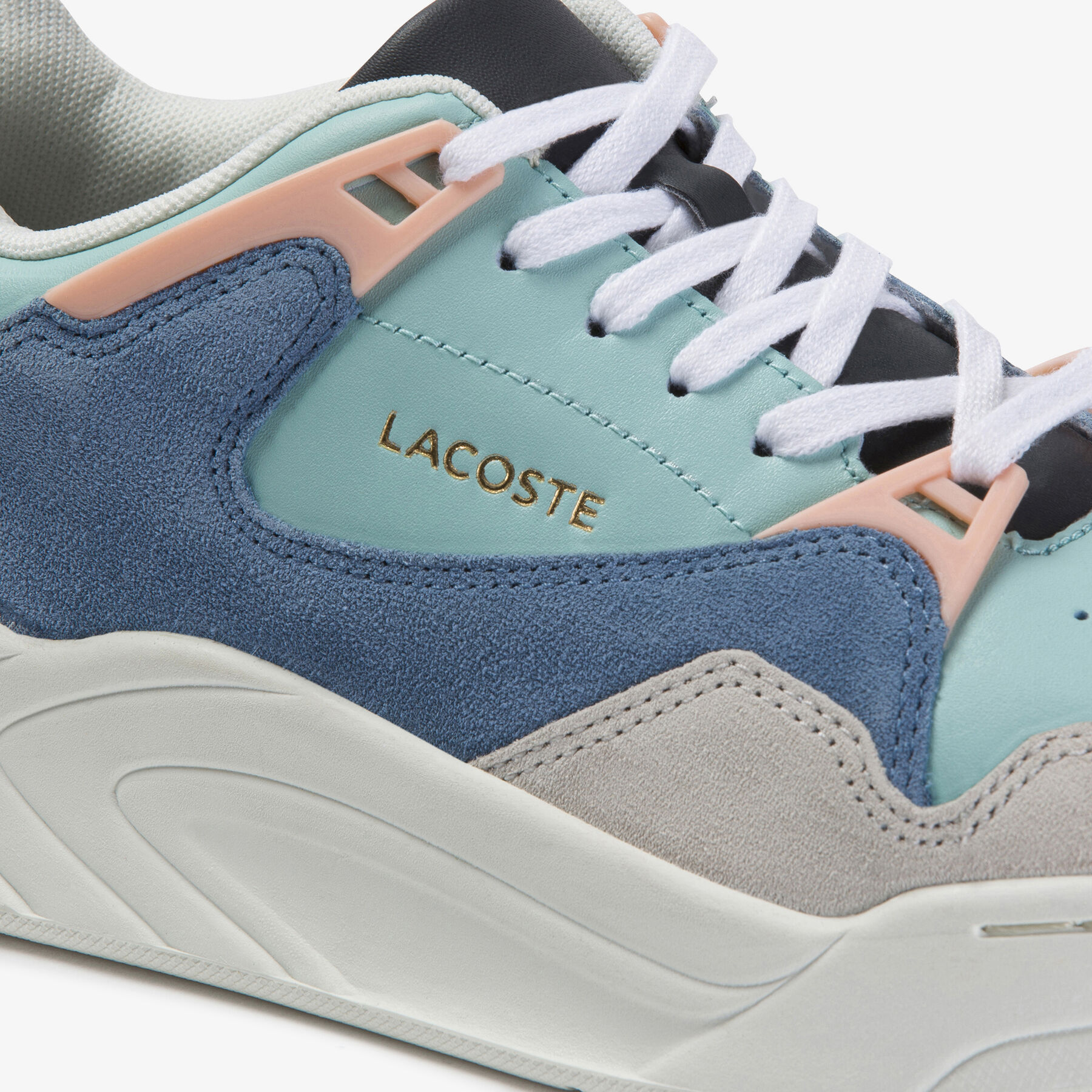 lacoste women s court slam leather and suede sneakers