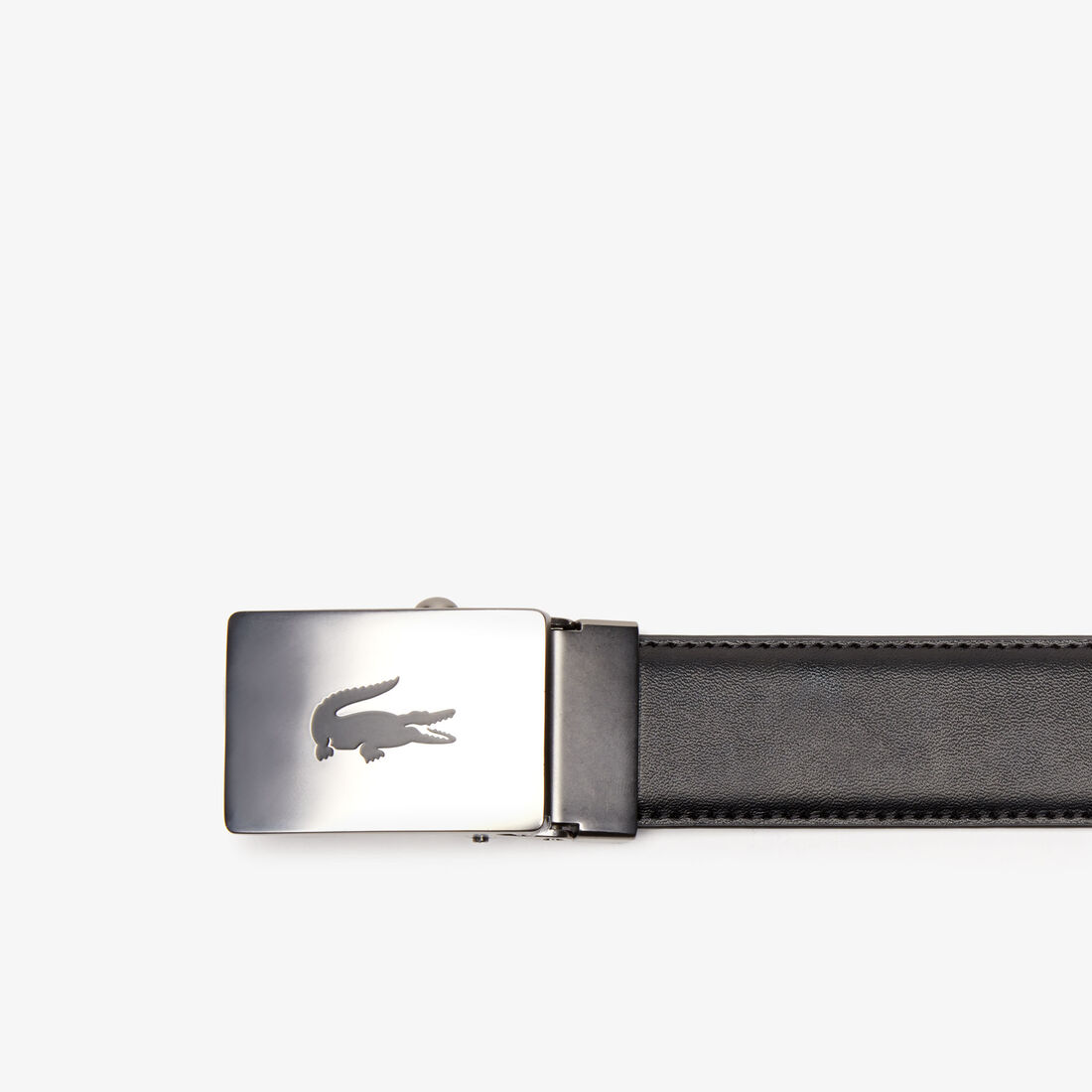 Men's Lacoste Engraved Plate Buckle Leather Belt Men's Lacoste Engraved Plate Buckle Leather Belt