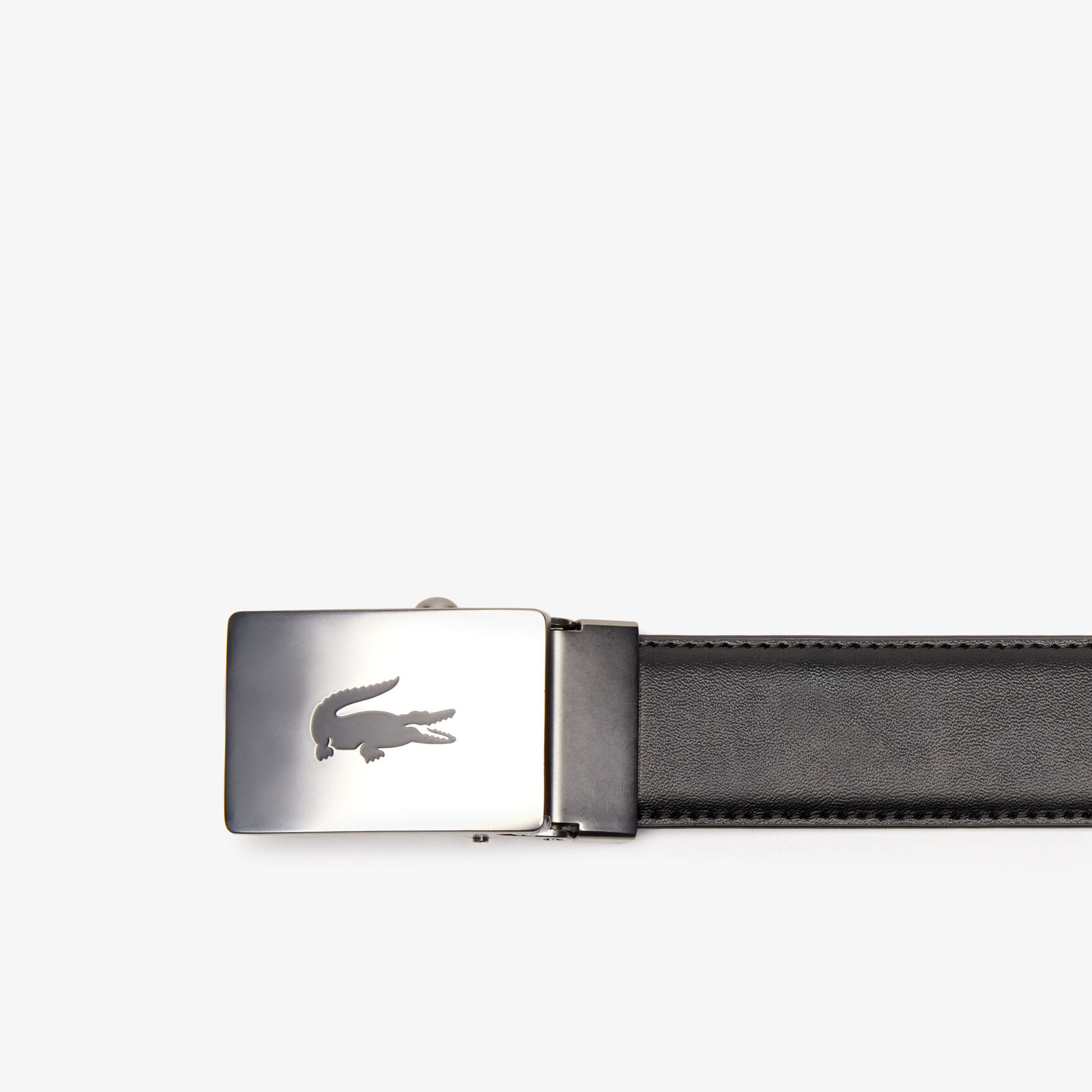 Men's Lacoste Engraved Plate Buckle Leather Belt Men's Lacoste Engraved Plate Buckle Leather Belt