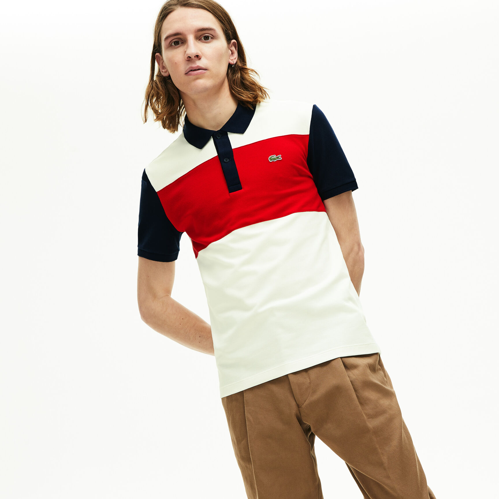 Men's Lacoste Stretch Colourblock Polo Shirt Men's Lacoste Stretch Colourblock Polo Shirt