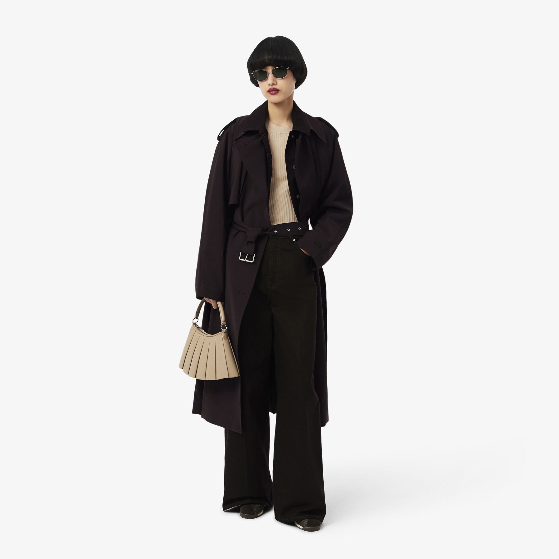 lacoste oversized wool blend trench coat