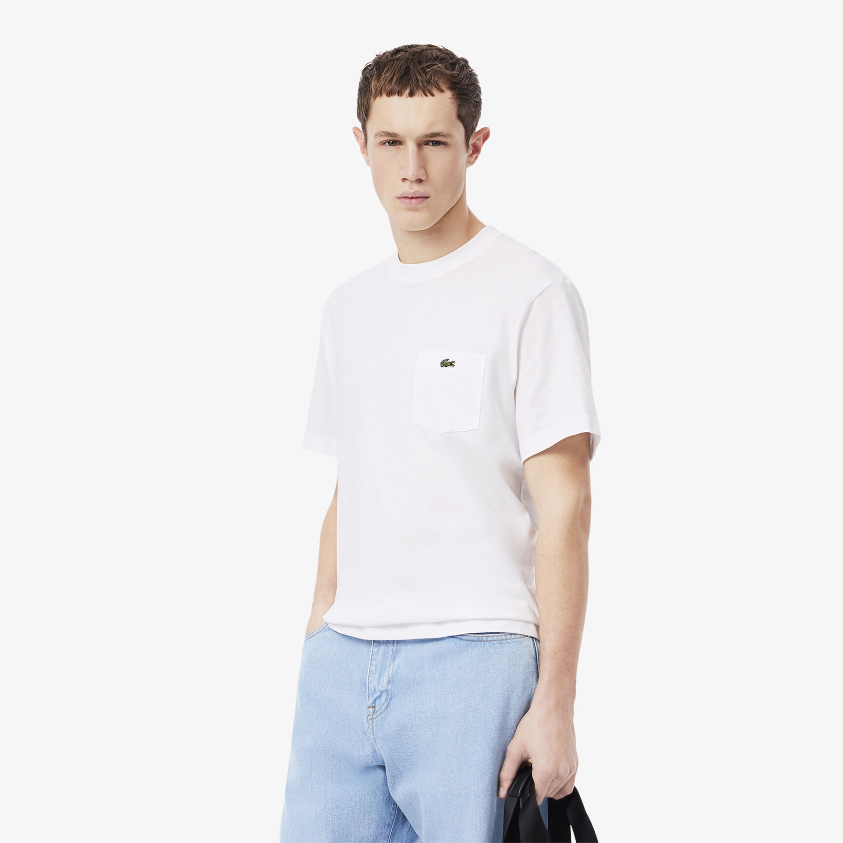 تي شيرت قطني مع جيب على الصدر