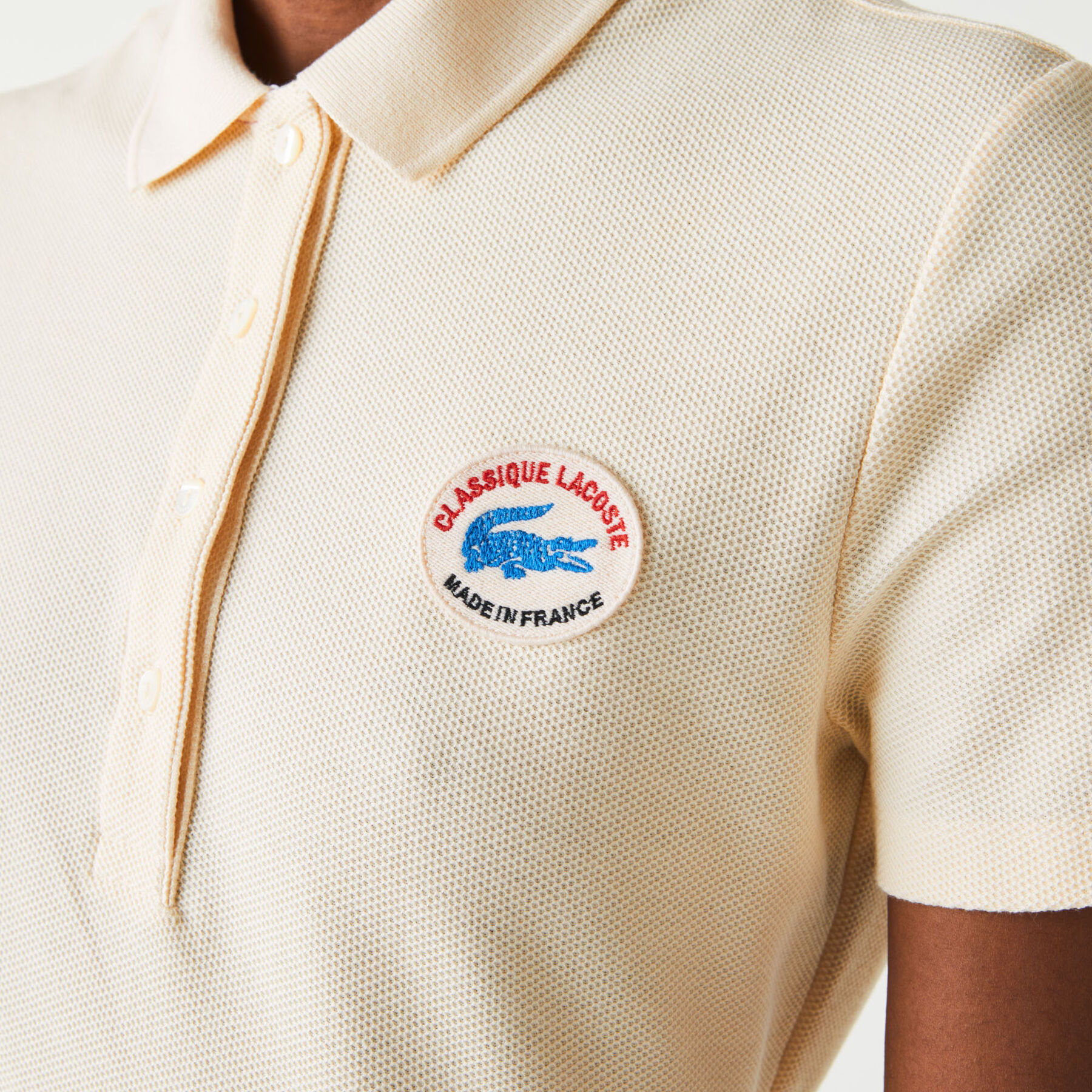 lacoste women s made in france organic textured cotton piqu  polo dress