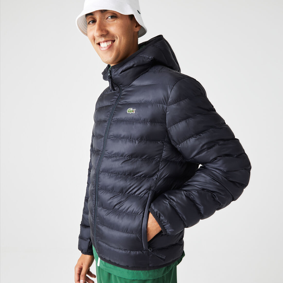 Men's Lacoste Quilted Hooded Short Jacket