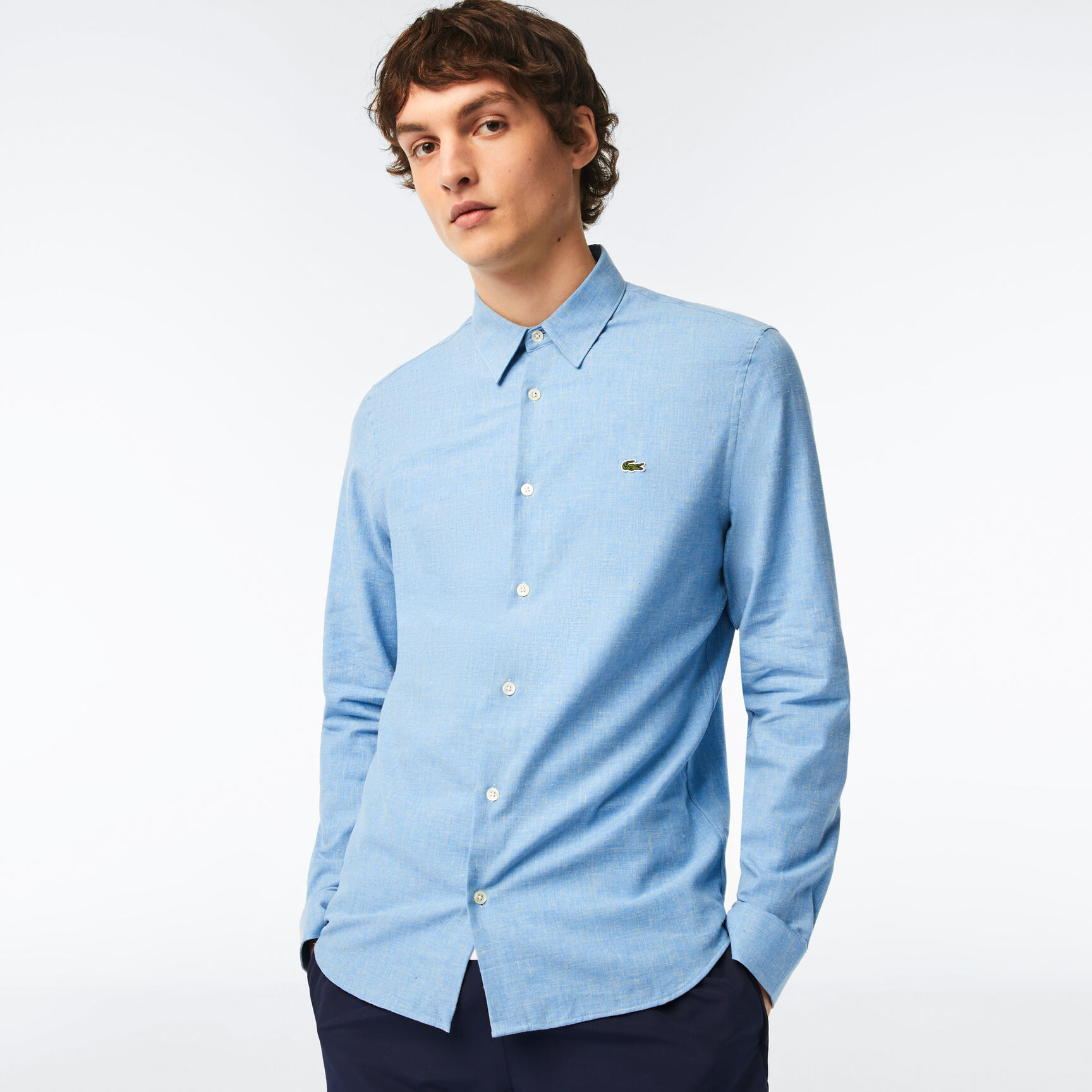 Men's Slim fit Cotton Chambray Shirt Men's Slim fit Cotton Chambray Shirt