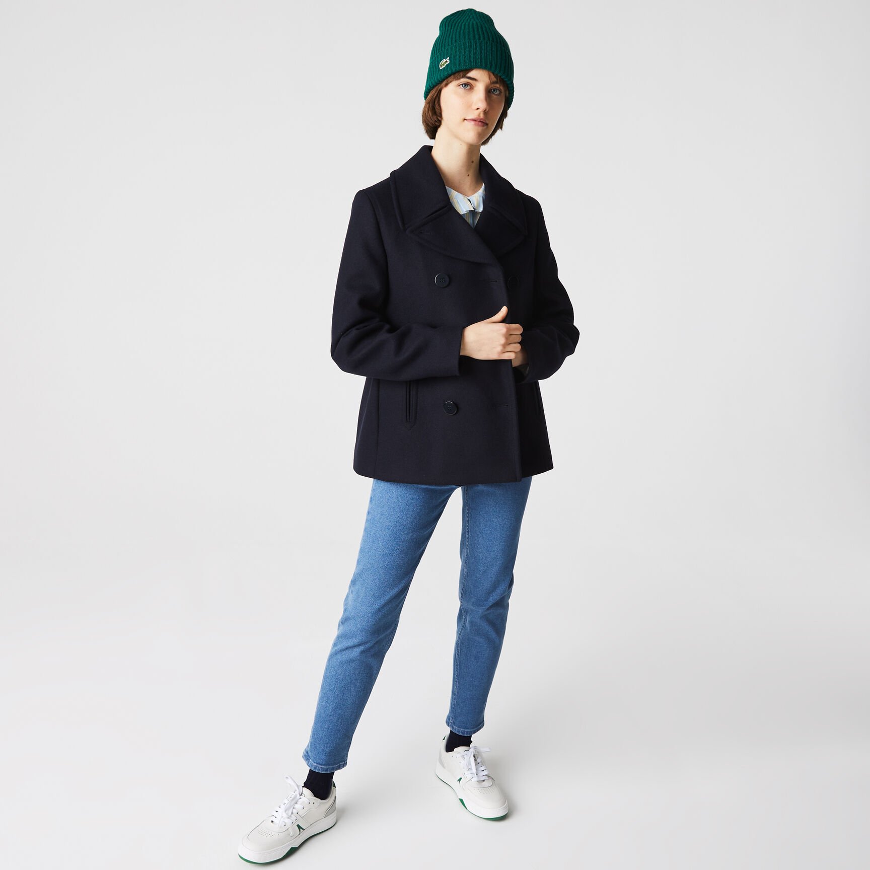 معطف من مزيج الصوف مزدوج الصدر للنساء معطف من مزيج الصوف مزدوج الصدر للنساء